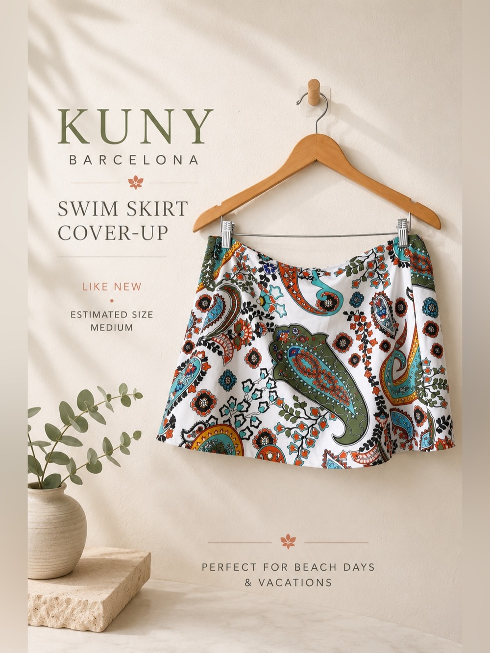 Kuny Barcelona Paisley Print Swim Skirt Cover-Up